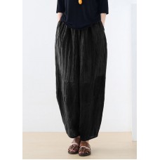 Plus Size Black Pockets Linen Harem Pants Summer