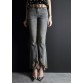 Fashion Light Blue Asymmetrical Pockets Cotton Denim Flare Pants Summer