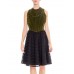 MORPHEW ATELIER Black & Green Silk Cotton Velvet Dress With Ruffled Tulle Skirt