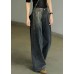 Casual Black High Waist Zip Up Draping Pockets Cotton Denim Wide Leg Pants Summer