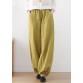 Bohemian Ginger Elastic Waist Linen Beam Pants Summer