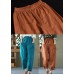 Caramel Solid Linen Harem Pants High Waist Pockets Summer