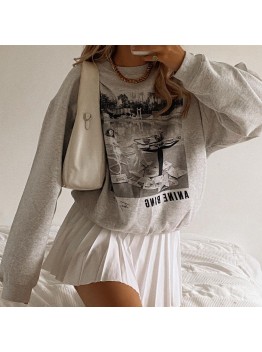 Pure cotton printed loose long sleeves HF1602-03-04