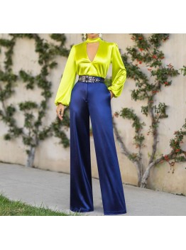 Deep V-neck high-waist jumpsuit HF0705-01-03