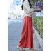 Unique Red wrinkled Embroideried Pendant Linen wide leg Pants Spring