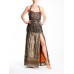 MORPHEW ATELIER Haute Couture Beaded Gown With High Slit Made From Antique Indian Sari Silk Woven Metal Fibers