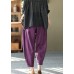 Italian Purple Oriental High Waist Linen Harem Pants Summer