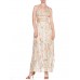 MORPHEW ATELIER Hand Painted Silk Lurex Fil Coupé  Chiffon Gown With Gold Chain Straps