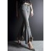 Fashion Light Blue Asymmetrical Pockets Cotton Denim Flare Pants Summer