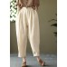 Bohemian Orange High Waist Pockets Original Design Linen Harem Pants Summer