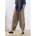 Apricot Baggy Linen Lantern Pants Patchwork Wrinkled Summer