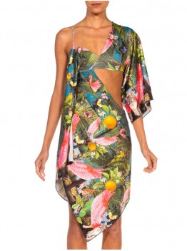 MORPHEW COLLECTION Multicolor X Magical Yogi Wear Trippy Flying Lions Cocktail Dress