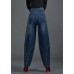 Bohemian Blue High Waist Flatering Zip Up Pockets Cotton Denim Pants Summer