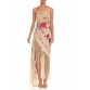 MORPHEW COLLECTION Beige Bias Cut Fringed Dress Made From 1920S Hand-Embroidered Silk