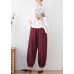 Plus Size Mulberry High Waist Pockets Linen Harem Pants Summer