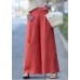 Unique Red wrinkled Embroideried Pendant Linen wide leg Pants Spring