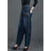 Bohemian Blue High Waist Flatering Zip Up Pockets Cotton Denim Pants Summer