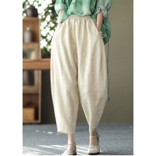 Linen Colour Oversized Harem Pants Elastic Waist Summer