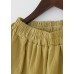 Fashion Ginger Elastic Waist Pockets Linen Harem Pants Summer