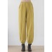 Fashion Ginger Elastic Waist Pockets Linen Harem Pants Summer