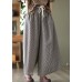 Small Plaid Loose Linen Wide Leg Pants Drawstring Summer