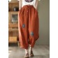 Orange Pockets Tie Waist Linen Harem Pants Summer