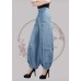 Fashion Light Blue High Waist Pockets Cotton Denim Lantern Pants Summer