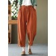 Bohemian Orange High Waist Pockets Original Design Linen Harem Pants Summer