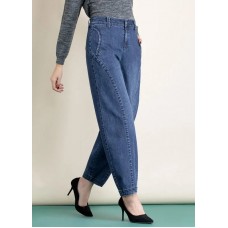 Elegant Light Blue High Waist Pockets Patchwork Cotton Harem Pants Spring