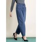 Elegant Light Blue High Waist Pockets Patchwork Cotton Harem Pants Spring