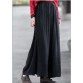 Boho Black Elastic Waist Side Open Double-deck Linen Wide Leg Pants Summer