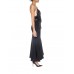 MORPHEW COLLECTION Black Bias Cut Silk Crepe De Chine Backless Gown With Edwardian Beaded Lace