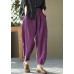 Italian Purple Oriental High Waist Linen Harem Pants Summer