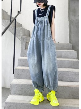 Denim blue overalls new summer thin casual one-piece pants