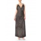 MORPHEW ATELIER Black & Gold Antique Patina Silk Lamé  Gown With Low Back And Caped Train