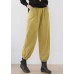 Fashion Ginger Elastic Waist Pockets Linen Harem Pants Summer