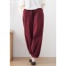 Plus Size Mulberry High Waist Pockets Linen Harem Pants Summer