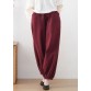 Plus Size Mulberry High Waist Pockets Linen Harem Pants Summer