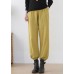 Fashion Ginger Elastic Waist Pockets Linen Harem Pants Summer