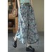 Fashion Blue Elastic waist Pockets Linen Beam Pants Summer