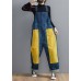 French Denim Blue Jeans women's Spring Patchwork Jumpsuit Pants