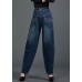 Bohemian Blue High Waist Flatering Zip Up Pockets Cotton Denim Pants Summer