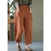 Caramel Solid Linen Harem Pants High Waist Pockets Summer