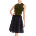 MORPHEW ATELIER Black & Green Silk Cotton Velvet Dress With Ruffled Tulle Skirt