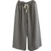 Small Plaid Loose Linen Wide Leg Pants Drawstring Summer