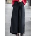 Boho Black Elastic Waist Side Open Double-deck Linen Wide Leg Pants Summer