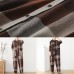 spring big pockets ming Harem cotton brown plus szie  plaid jumpsuit