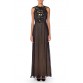 MORPHEW COLLECTION Black Silk & Poly Chiffon Gown With A Victorian Lace Collar