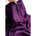 Fashion Purple Elastic Waist Pockets Jacquard Silk Wide Leg Pants Summer