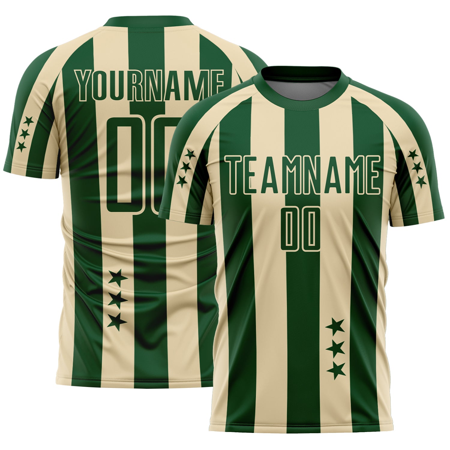Custom Green Cream Stars And Stripes Sports Sublimation Soccer Uniform Jersey